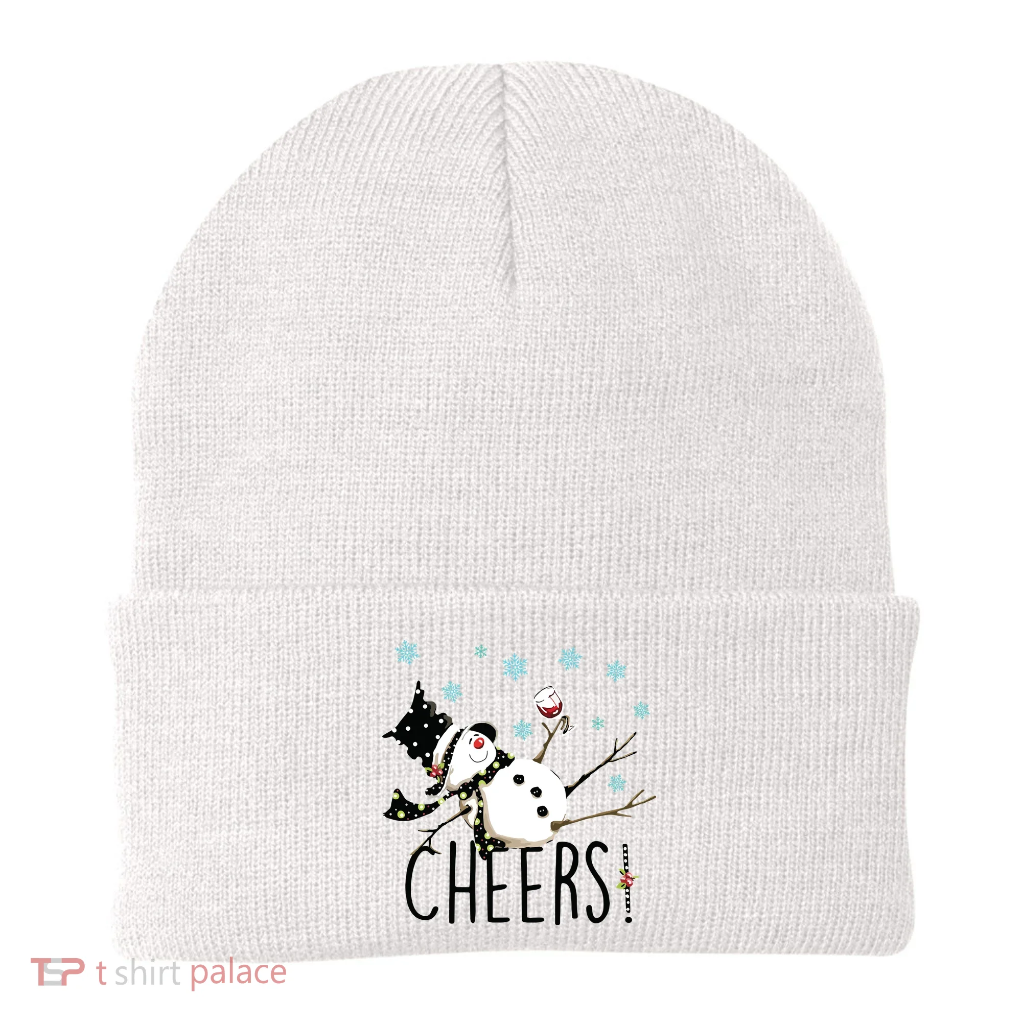 Cheers Snowman And Wine Christmas Beanie