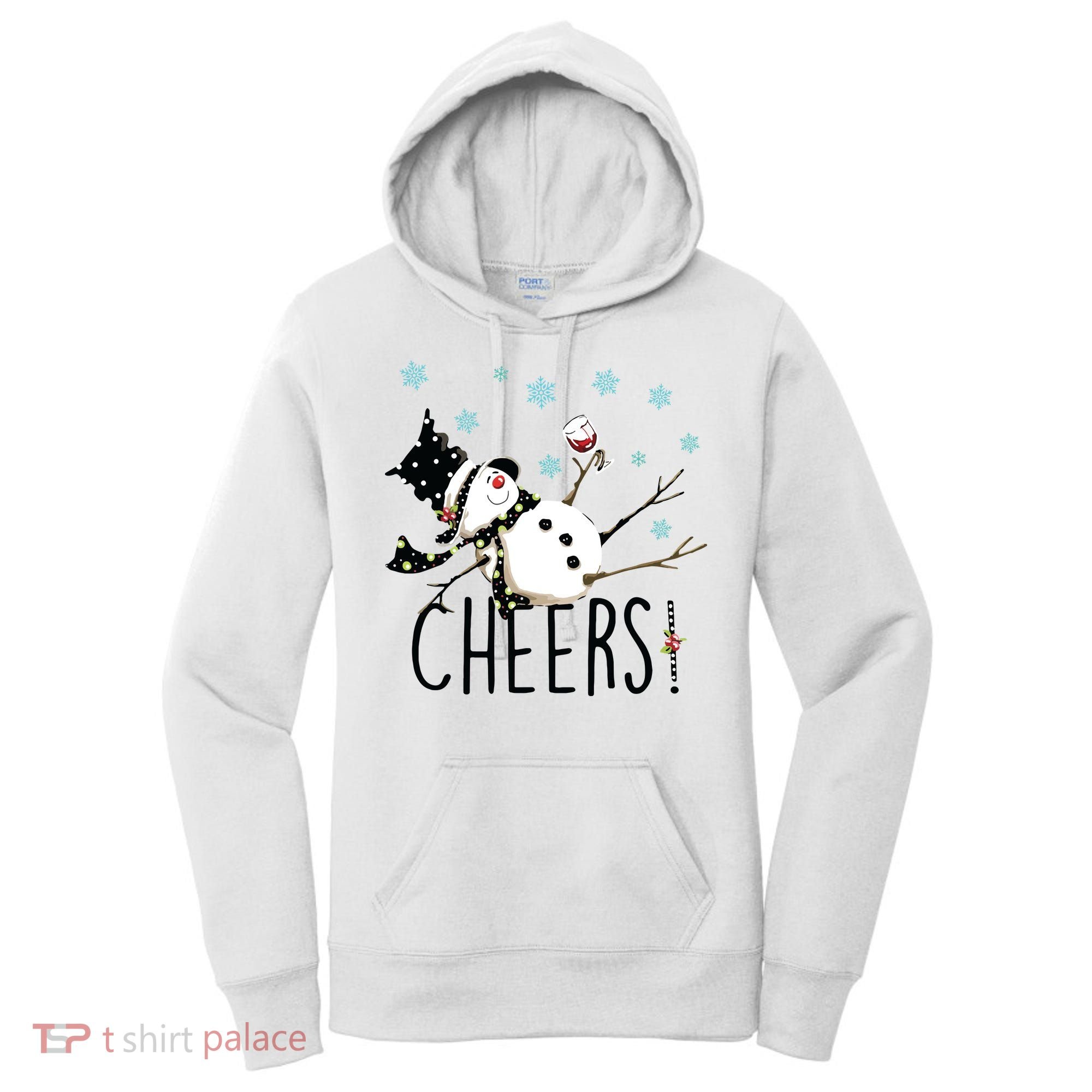 Cheers Snowman And Wine Christmas Women's Hoodie
