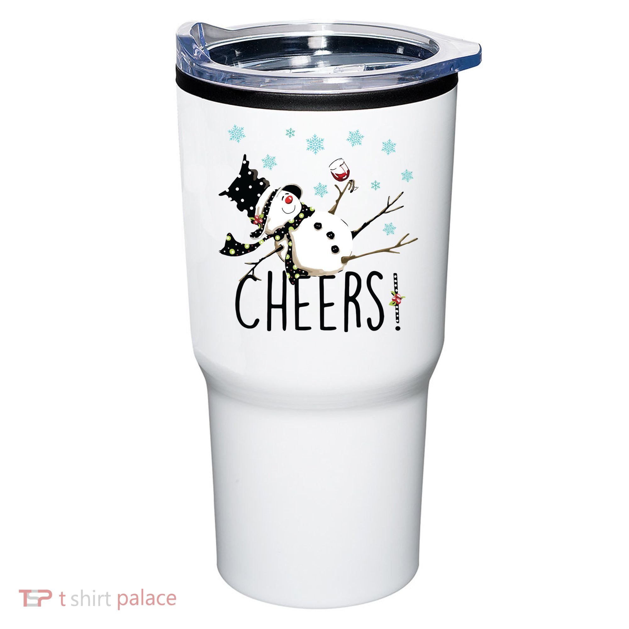 Cheers Snowman And Wine Christmas Tumbler