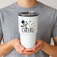 Cheers Snowman And Wine Christmas Tumbler thumb 2