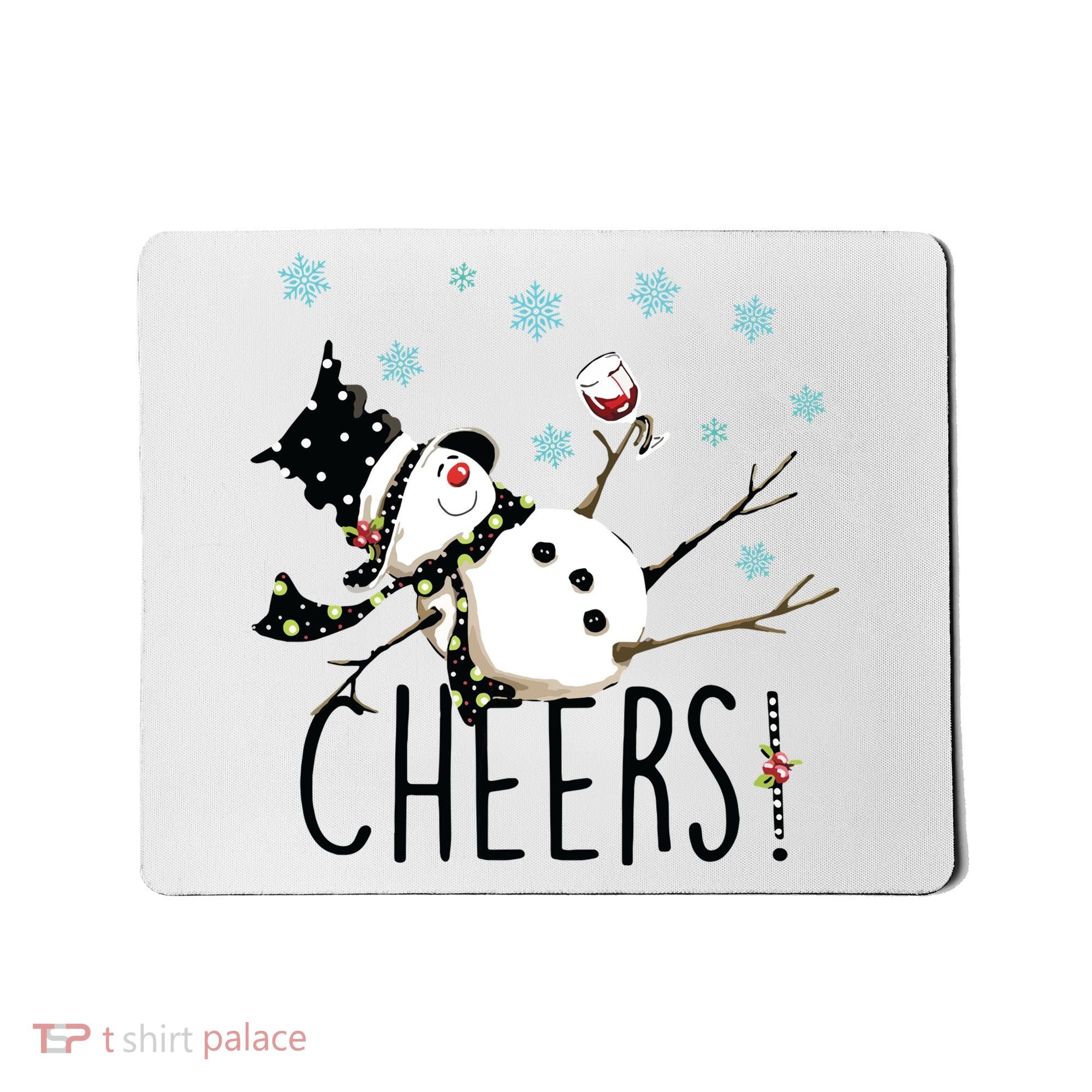 Cheers Snowman And Wine Christmas Mousepad