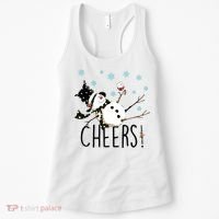Cheers Snowman And Wine Christmas Women's Tank Top thumb 0