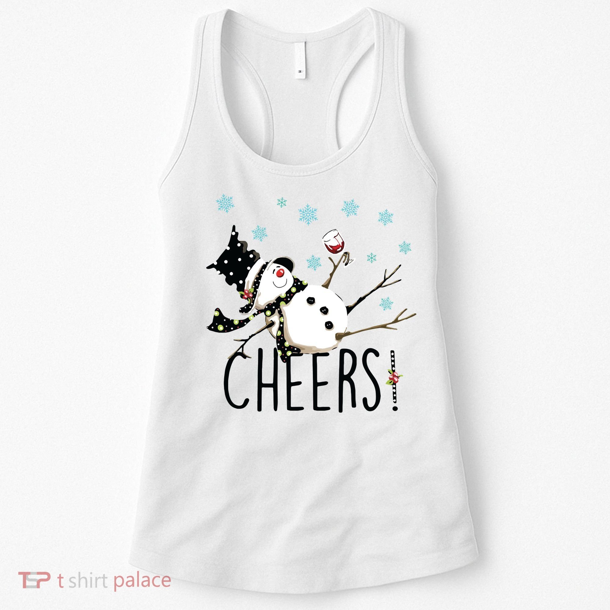 Cheers Snowman And Wine Christmas Women's Tank Top