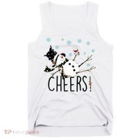 Cheers Snowman And Wine Christmas Tank Top thumb 0