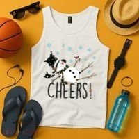 Cheers Snowman And Wine Christmas Tank Top thumb 4