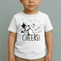 Cheers Snowman And Wine Christmas Toddler T-Shirt thumb 2