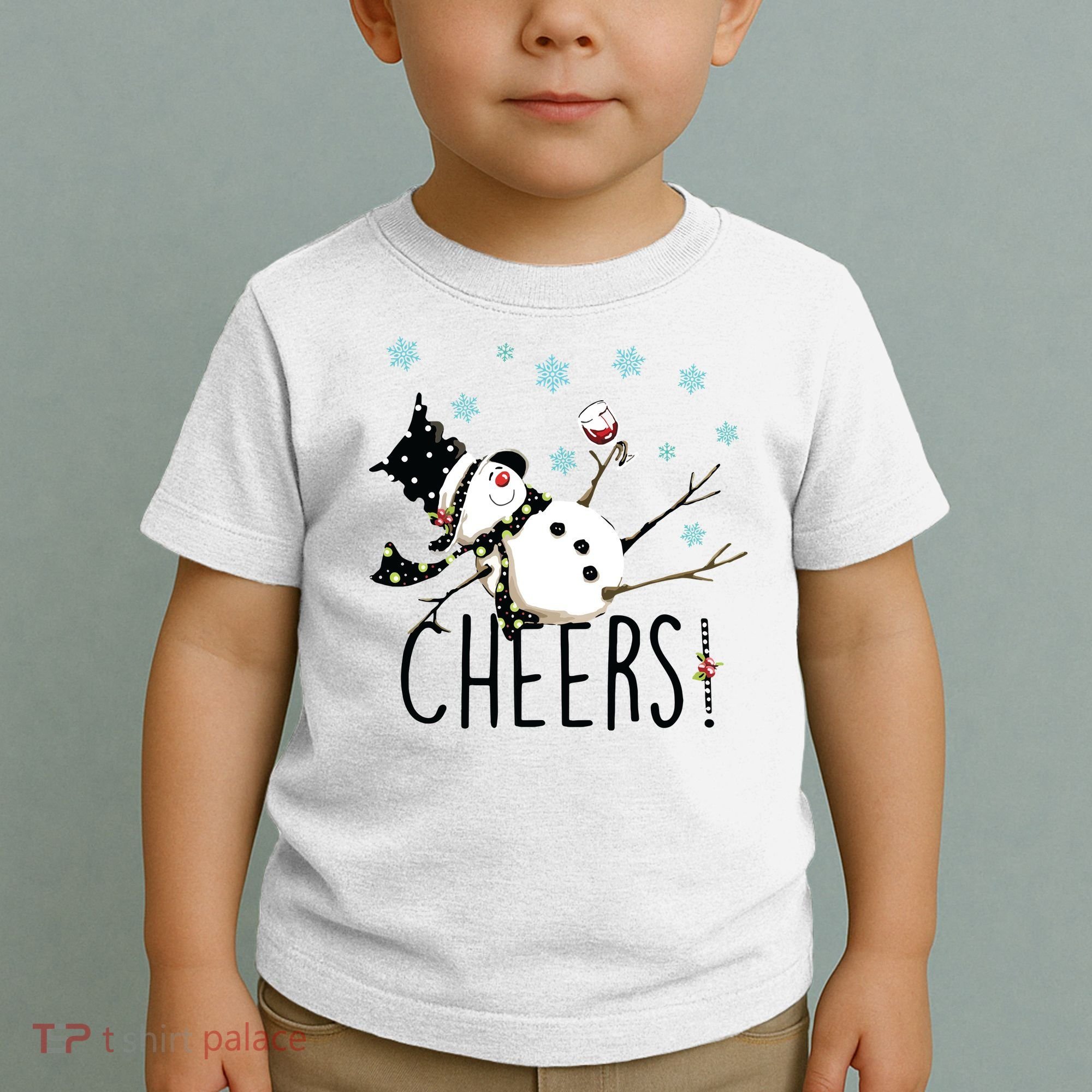 Cheers Snowman And Wine Christmas Toddler T-Shirt