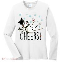 Cheers Snowman And Wine Christmas Women's Long Sleeve Shirt thumb 0