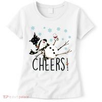 Cheers Snowman And Wine Christmas Women's T-Shirt thumb 0