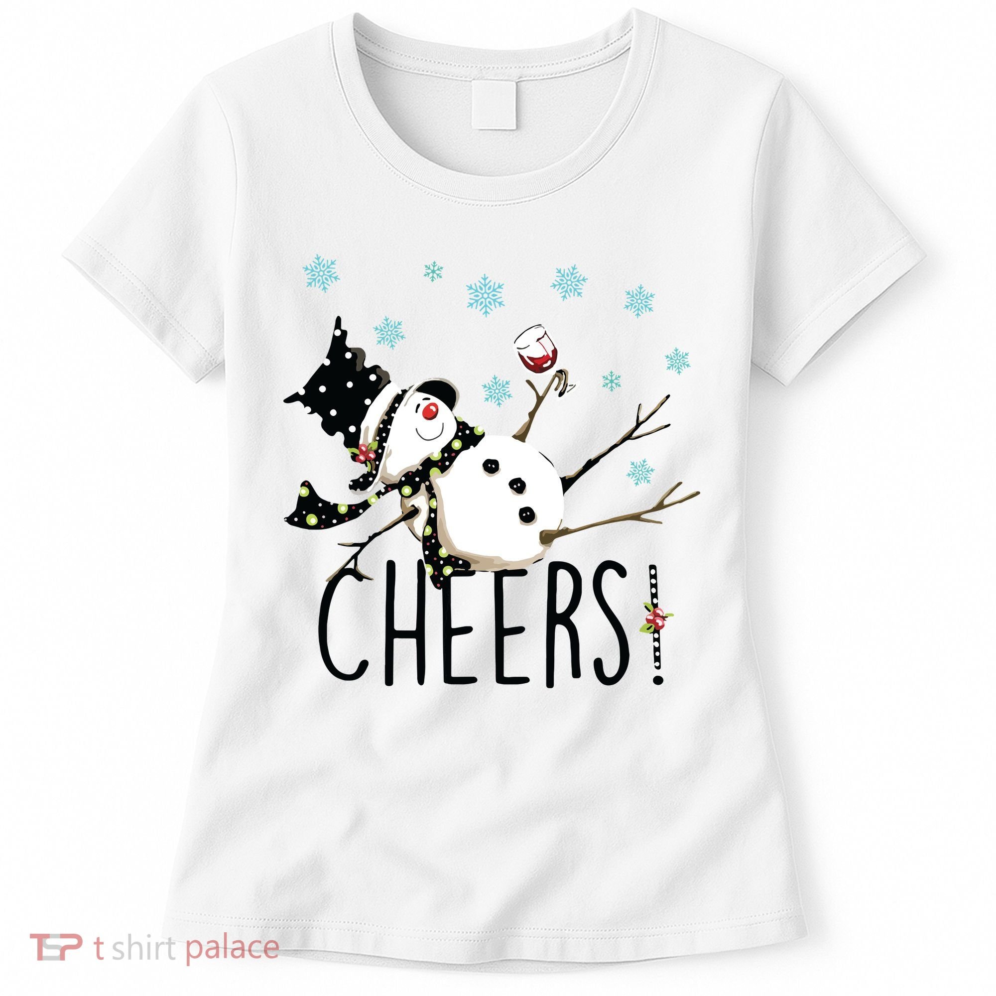 Cheers Snowman And Wine Christmas Women's T-Shirt