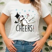 Cheers Snowman And Wine Christmas Women's T-Shirt thumb 2