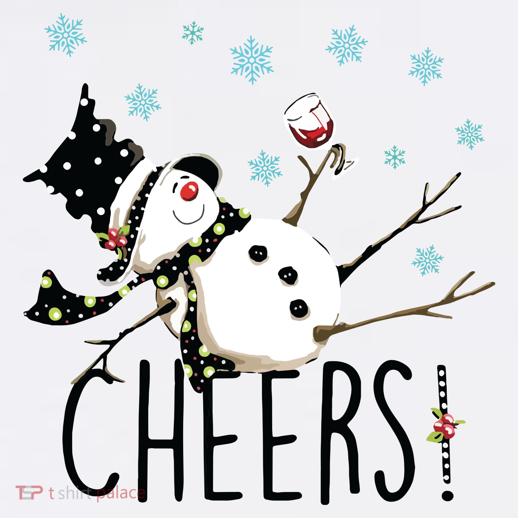 Cheers Snowman And Wine Christmas Women's T-Shirt