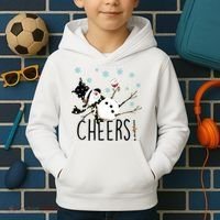 Cheers Snowman And Wine Christmas Kids Hoodie thumb 2