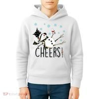 Cheers Snowman And Wine Christmas Kids Hoodie thumb 4