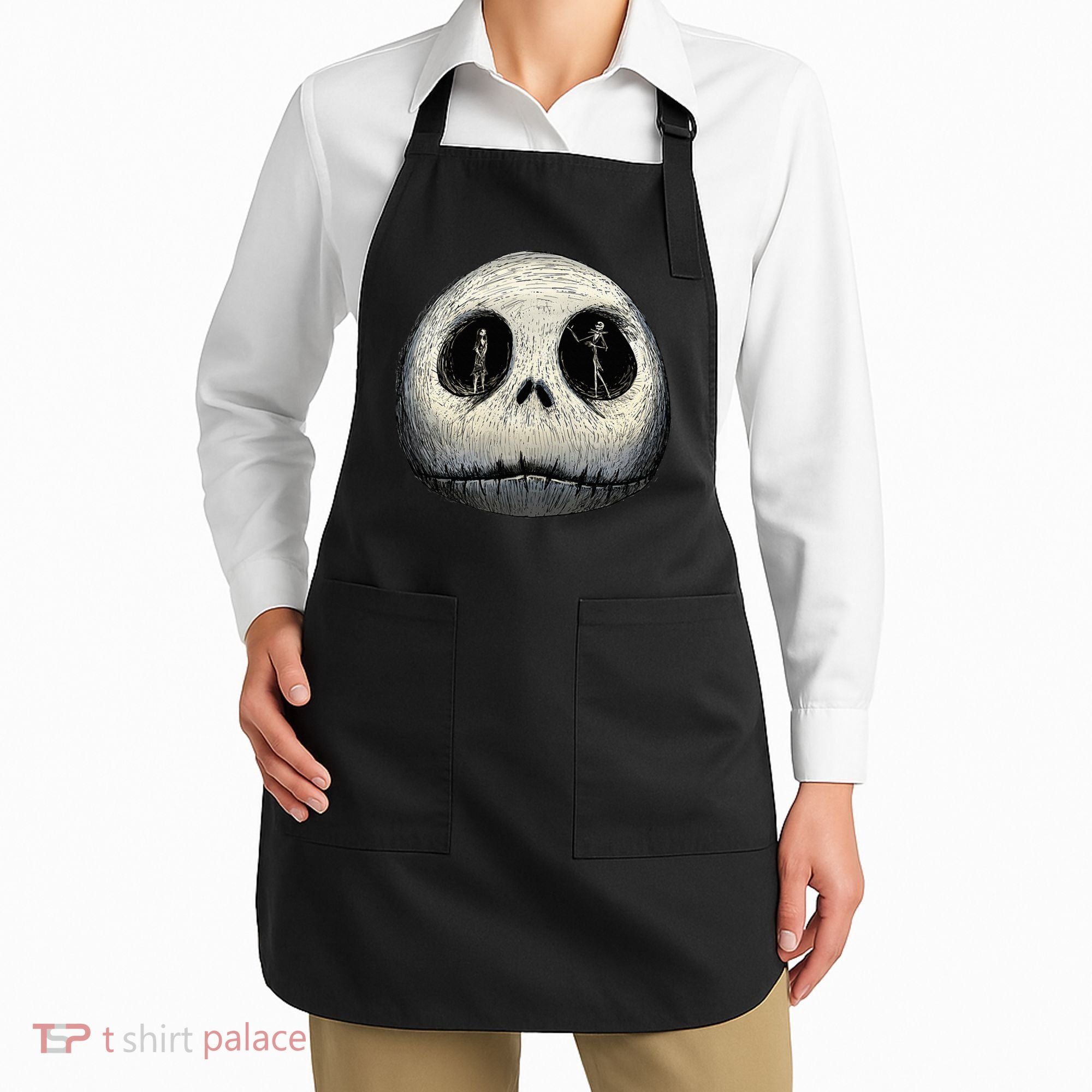 Christmas Sally And Jack Face Apron