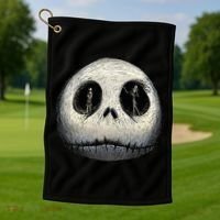 Christmas Sally And Jack Face Golf Towel thumb 1