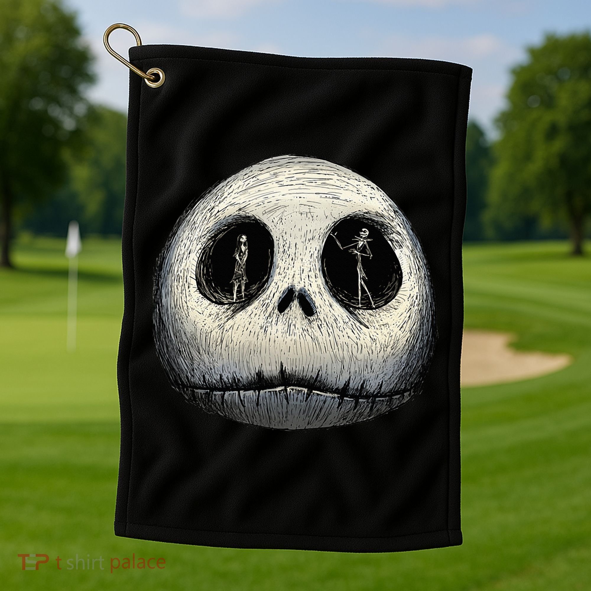 Christmas Sally And Jack Face Golf Towel
