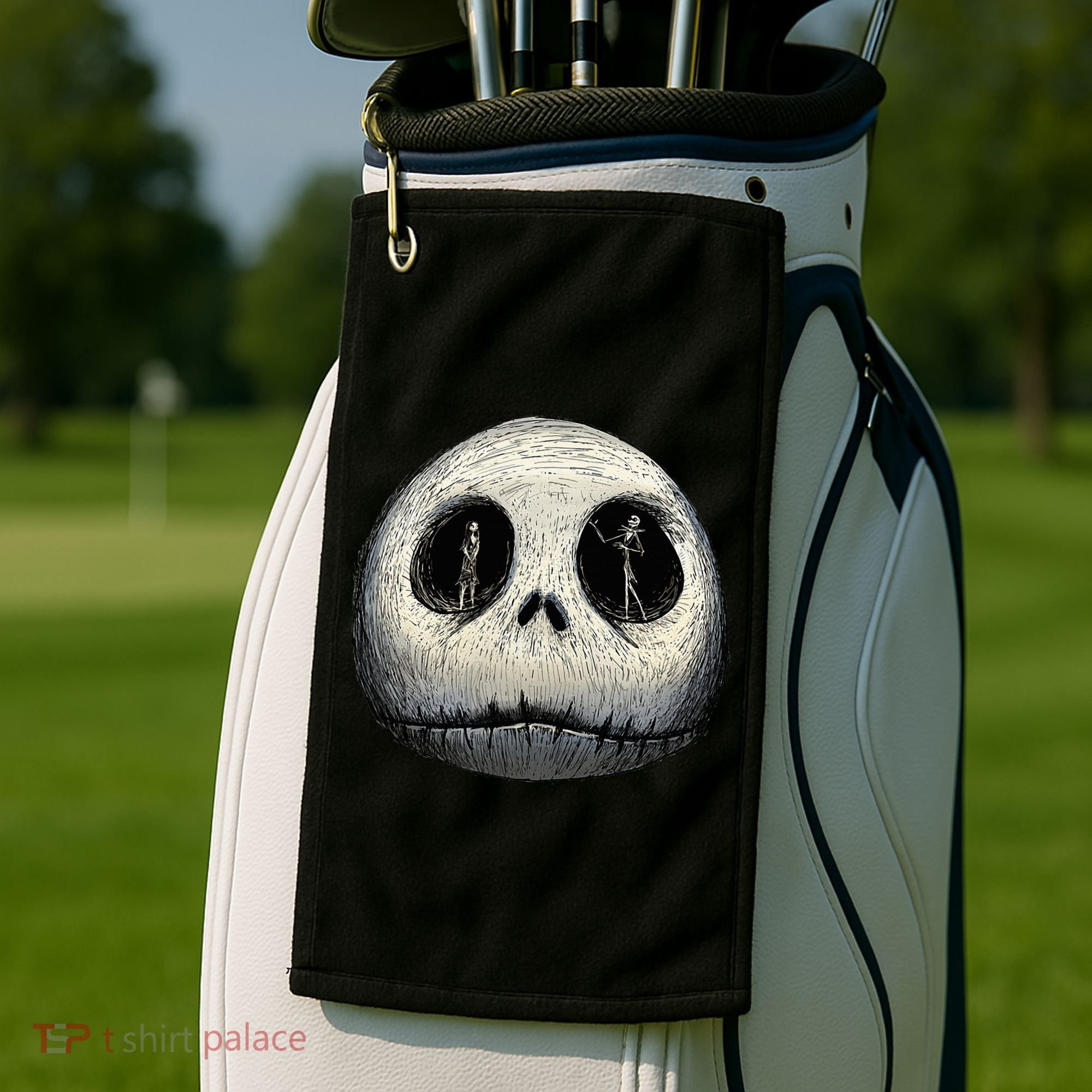 Christmas Sally And Jack Face Golf Towel