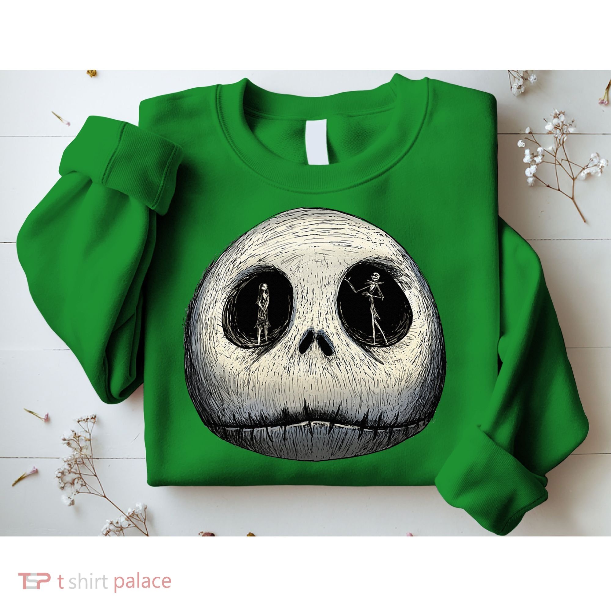 Christmas Sally And Jack Face Sweatshirt