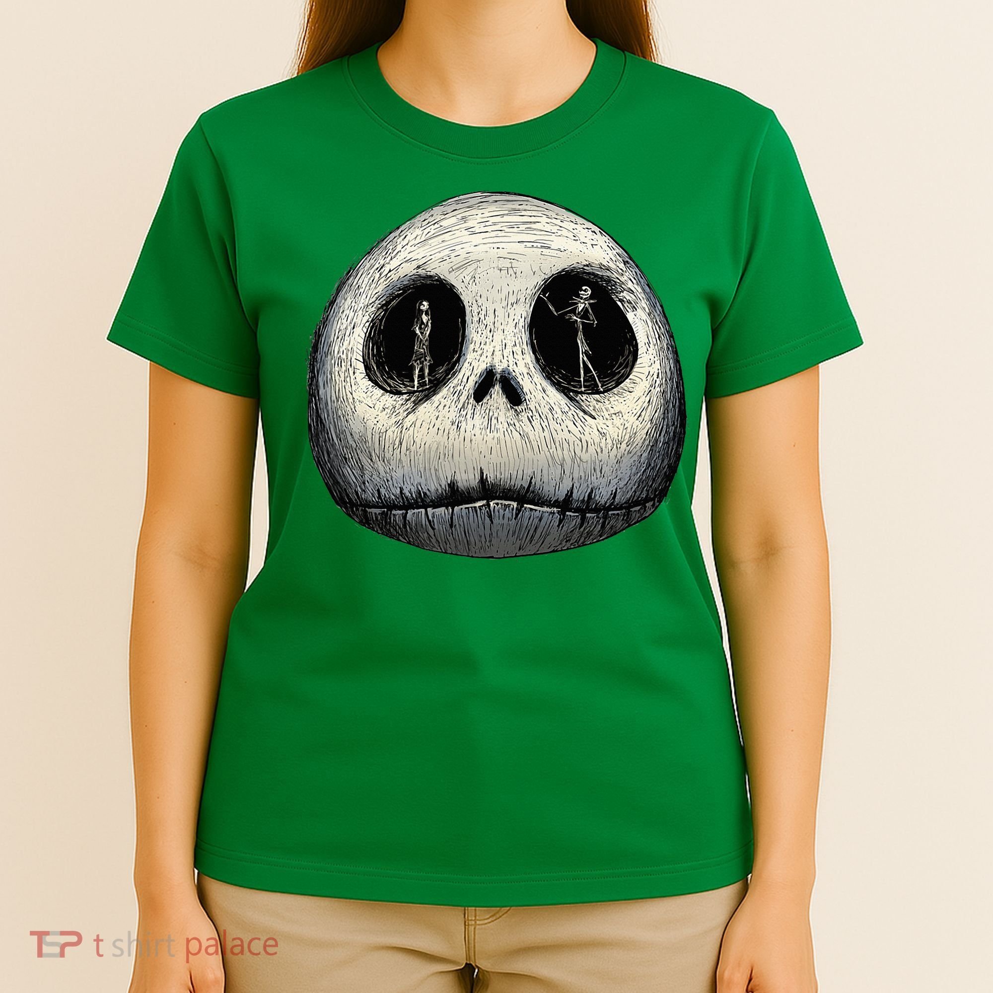 Christmas Sally And Jack Face T-Shirt