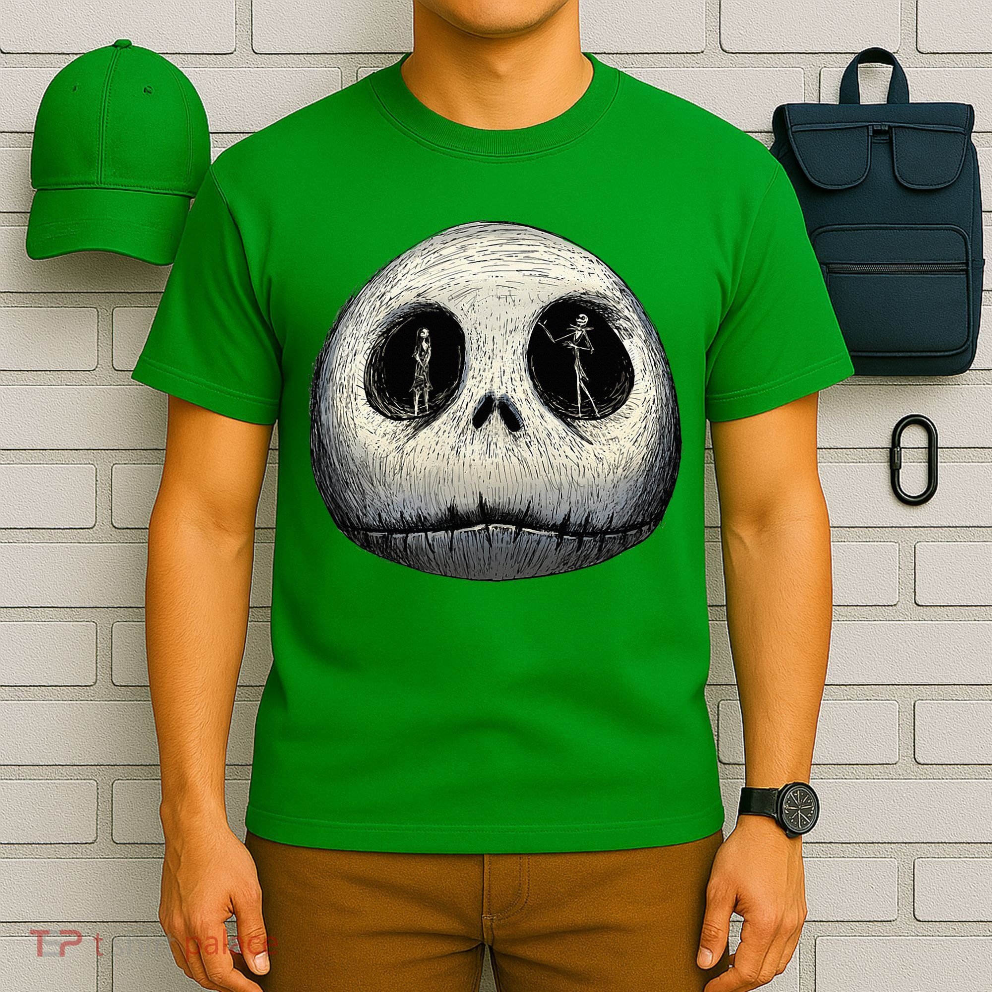 Christmas Sally And Jack Face T-Shirt