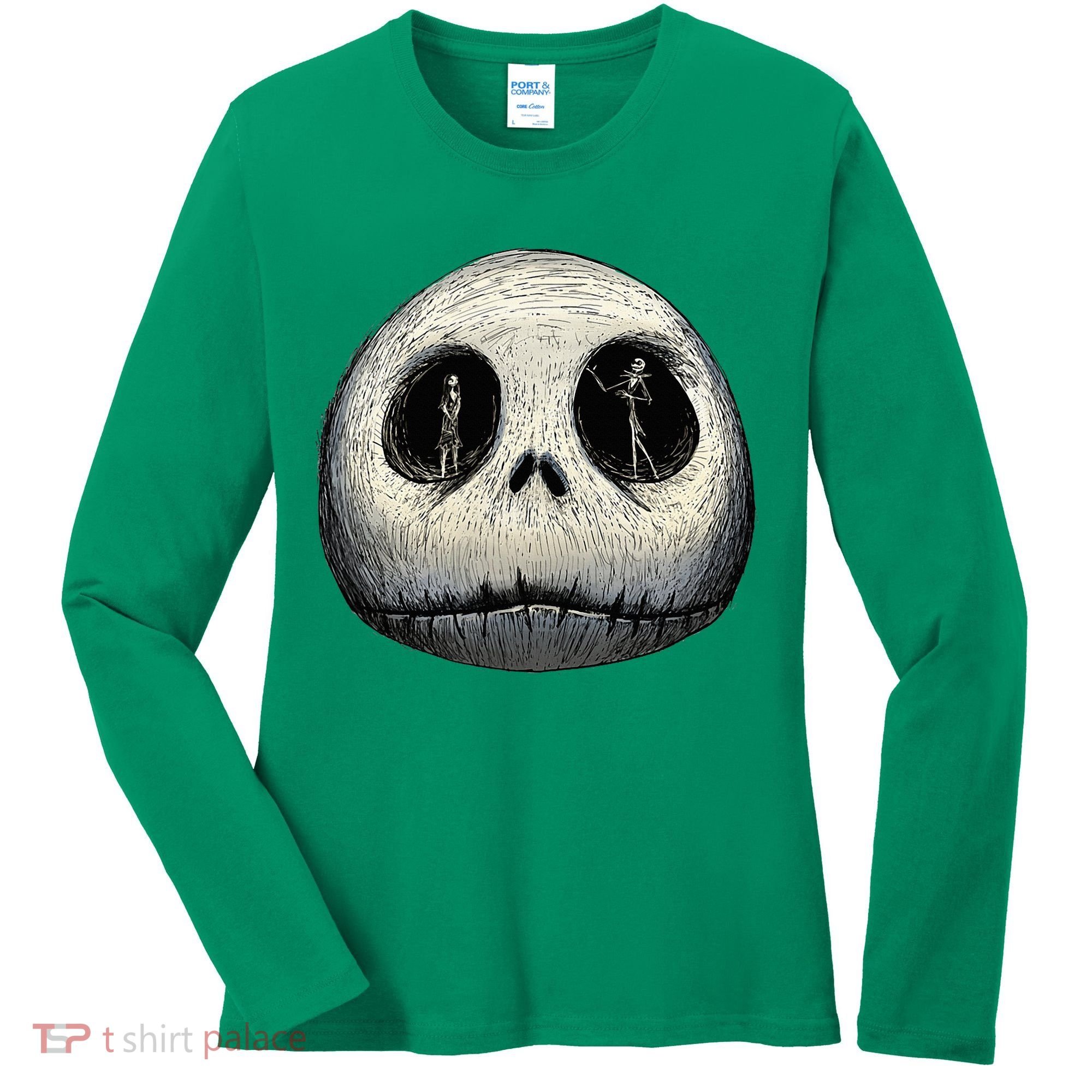 Christmas Sally And Jack Face Women's Long Sleeve Shirt