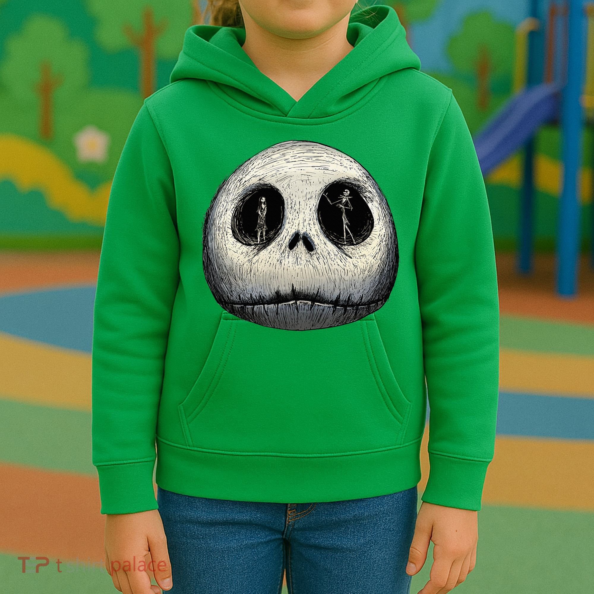 Christmas Sally And Jack Face Kids Hoodie