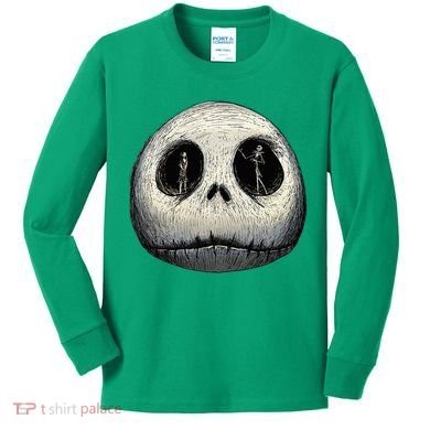 Christmas Sally And Jack Face Kids Long Sleeve Shirt