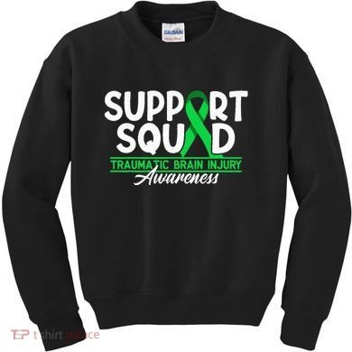 Cancer Support Awareness Squad I TBI Traumatic Brain Injury Kids Sweatshirt