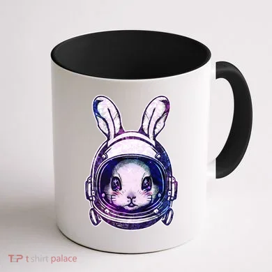 Cute Space Astronaut Bunny Rabbit Coffee Mug back