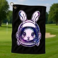 Cute Space Astronaut Bunny Rabbit Golf Towel thumb 1