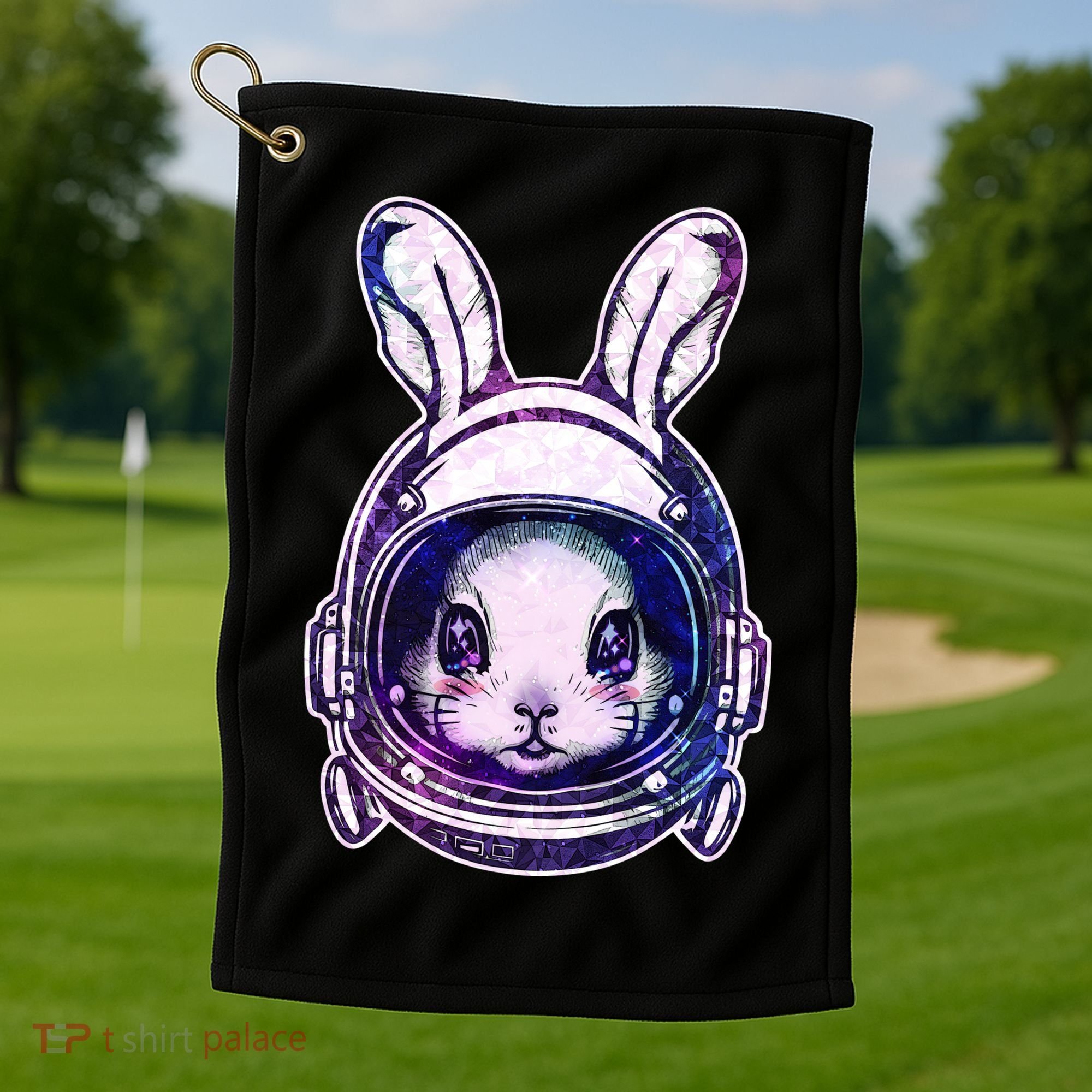 Cute Space Astronaut Bunny Rabbit Golf Towel