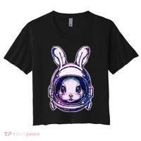 Cute Space Astronaut Bunny Rabbit Women's Crop Top Tee thumb 0