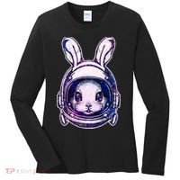 Cute Space Astronaut Bunny Rabbit Women's Long Sleeve Shirt thumb 0