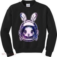 Cute Space Astronaut Bunny Rabbit Kids Sweatshirt thumb 0