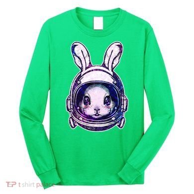 Cute Space Astronaut Bunny Rabbit Long Sleeve Shirt