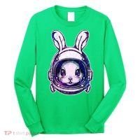 Cute Space Astronaut Bunny Rabbit Long Sleeve Shirt thumb 0