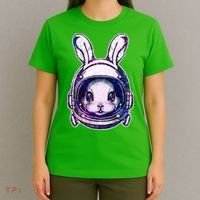 Cute Space Astronaut Bunny Rabbit T-Shirt thumb 4