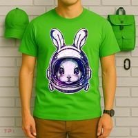 Cute Space Astronaut Bunny Rabbit T-Shirt thumb 6