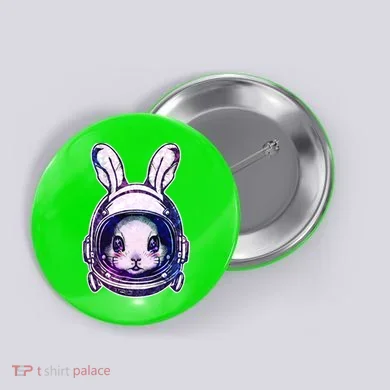 Cute Space Astronaut Bunny Rabbit Button