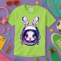Cute Space Astronaut Bunny Rabbit Kids T-Shirt thumb 3