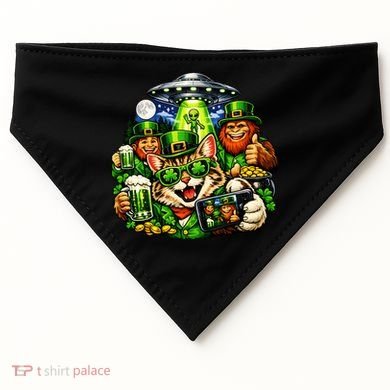 Cat Selfie Alien Leprechaun Bigfoot UFO St Patricks Day USA-Made Doggie Bandana