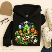 Cat Selfie Alien Leprechaun Bigfoot UFO St Patricks Day Hoodie thumb 4