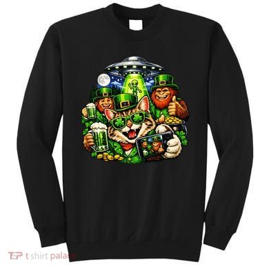 Cat Selfie Alien Leprechaun Bigfoot UFO St Patricks Day Sweatshirt