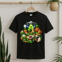 Cat Selfie Alien Leprechaun Bigfoot UFO St Patricks Day T-Shirt thumb 2
