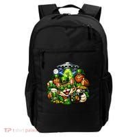 Cat Selfie Alien Leprechaun Bigfoot UFO St Patricks Day Backpack thumb 0