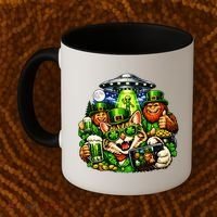 Cat Selfie Alien Leprechaun Bigfoot UFO St Patricks Day Coffee Mug thumb 2