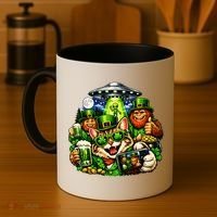 Cat Selfie Alien Leprechaun Bigfoot UFO St Patricks Day Coffee Mug thumb 4