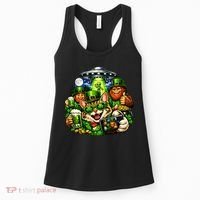 Cat Selfie Alien Leprechaun Bigfoot UFO St Patricks Day Women's Tank Top thumb 0