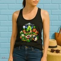 Cat Selfie Alien Leprechaun Bigfoot UFO St Patricks Day Women's Tank Top thumb 2